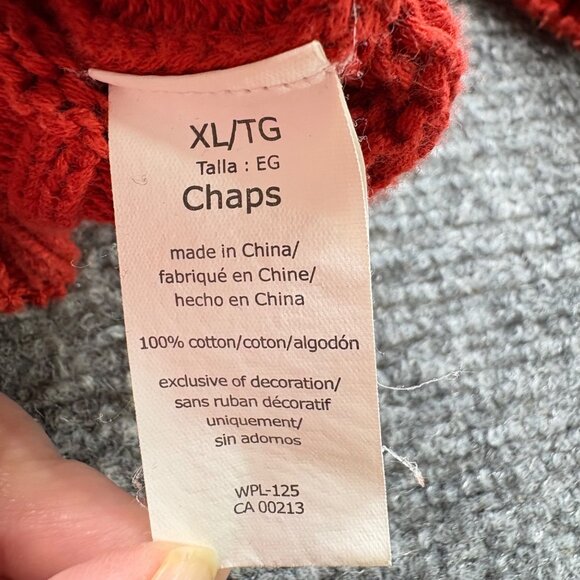 Chaps Sweater Mens XL Orange 1/4 Zip Pullover Jumper Logo Knit Outdoor Autumn - Picture 4 of 14